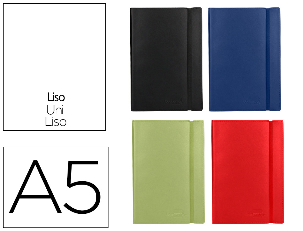 LIDERPAPEL - LIBRETA SIMIL PIEL A5 120 HOJAS 70G/M2 LISO COLORES SURTIDOS (Ref.LB50)