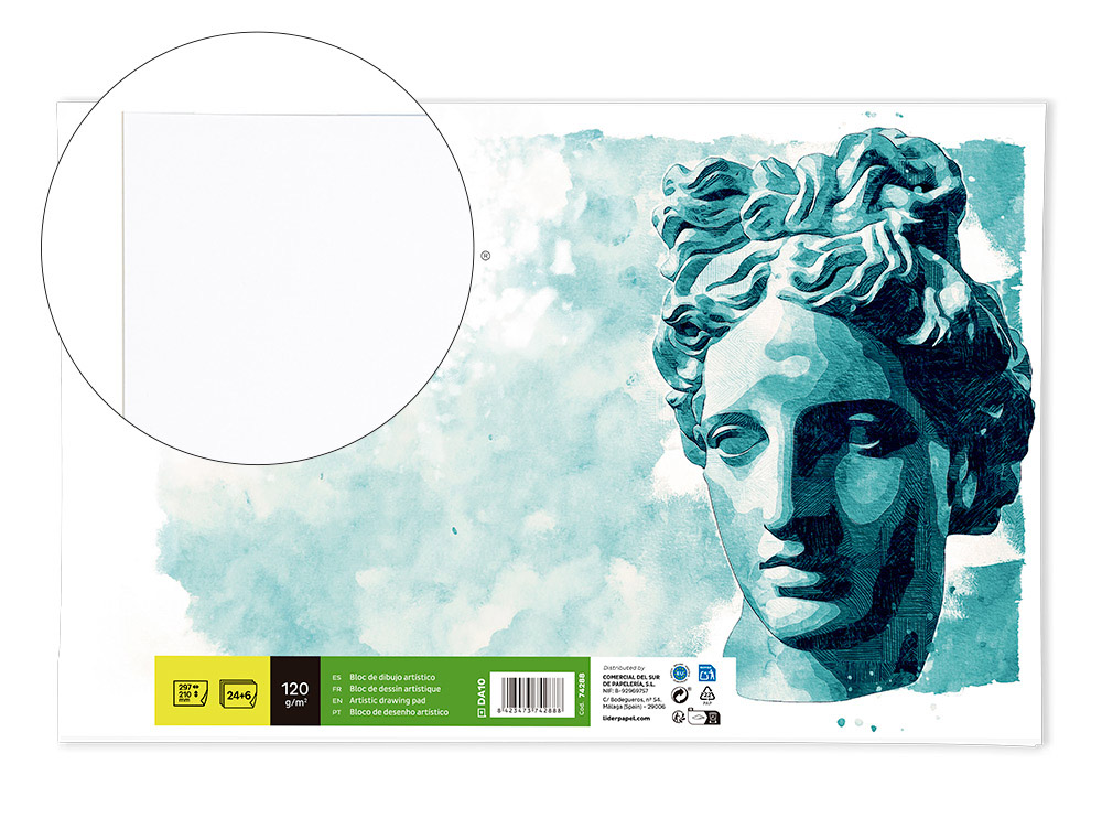 LIDERPAPEL - BLOC DIBUJO ARTISTICO ENCOLADO 210X297 MM 30 HOJAS 120G/M2 SIN RECUADRO (Ref.DA10)