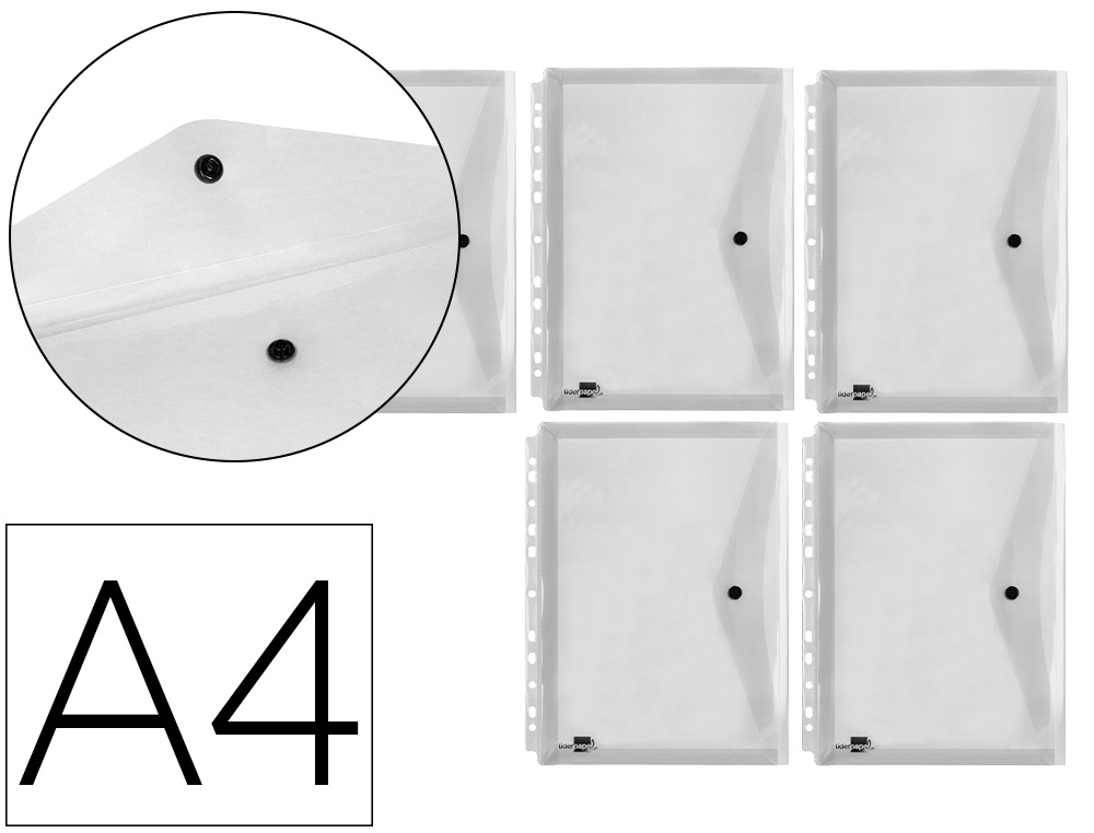 LIDERPAPEL - CARPETA DOSSIER BROCHE 36664 POLIPROPILENO DIN A4 PACK DE 5 INCOLORA TRANSPARENTE MULTITALADRO (Ref.DS49)
