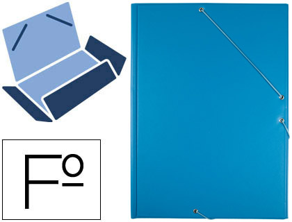 LIDERPAPEL - CARPETA GOMAS FOLIO 3 SOLAPAS Cartón FORRADO PVC AZUL (Ref.CG93)