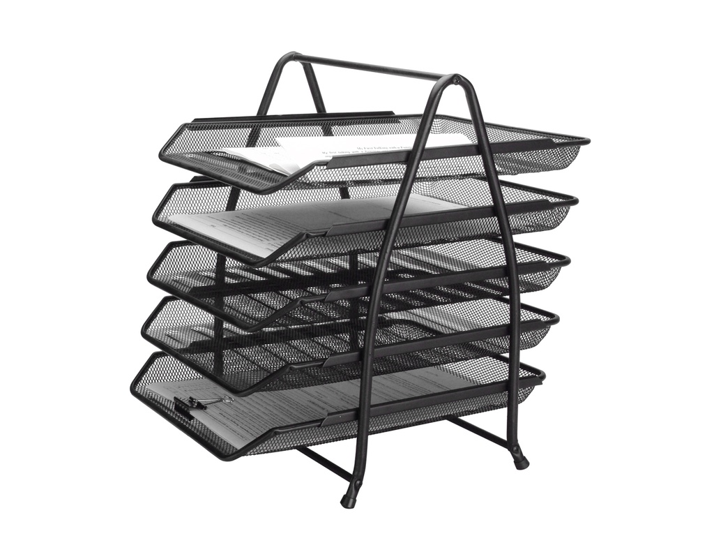 Q-CONNECT - Bandeja sobremesa metalica kf18474 rejilla negro 5 bandejas movibles 350x275x375 mm (Ref. KF18474)