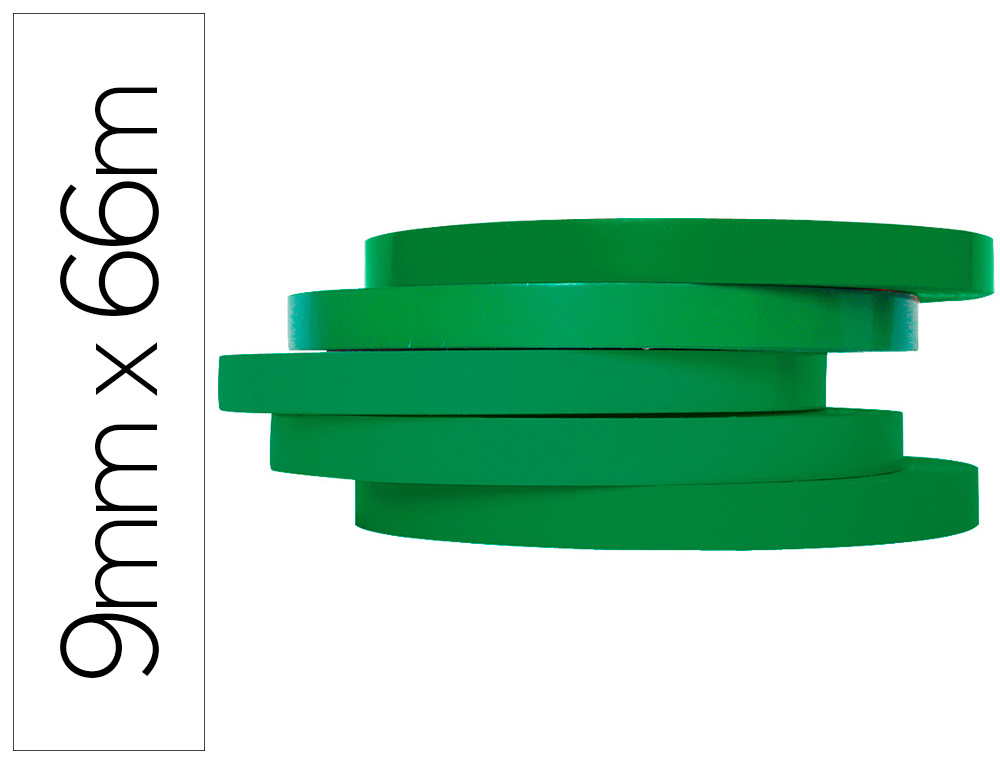 Q-CONNECT - CINTA ADHESIVA 66M X 9MM VERDE PARA CERRAR BOLSAS (Ref.KF10855)