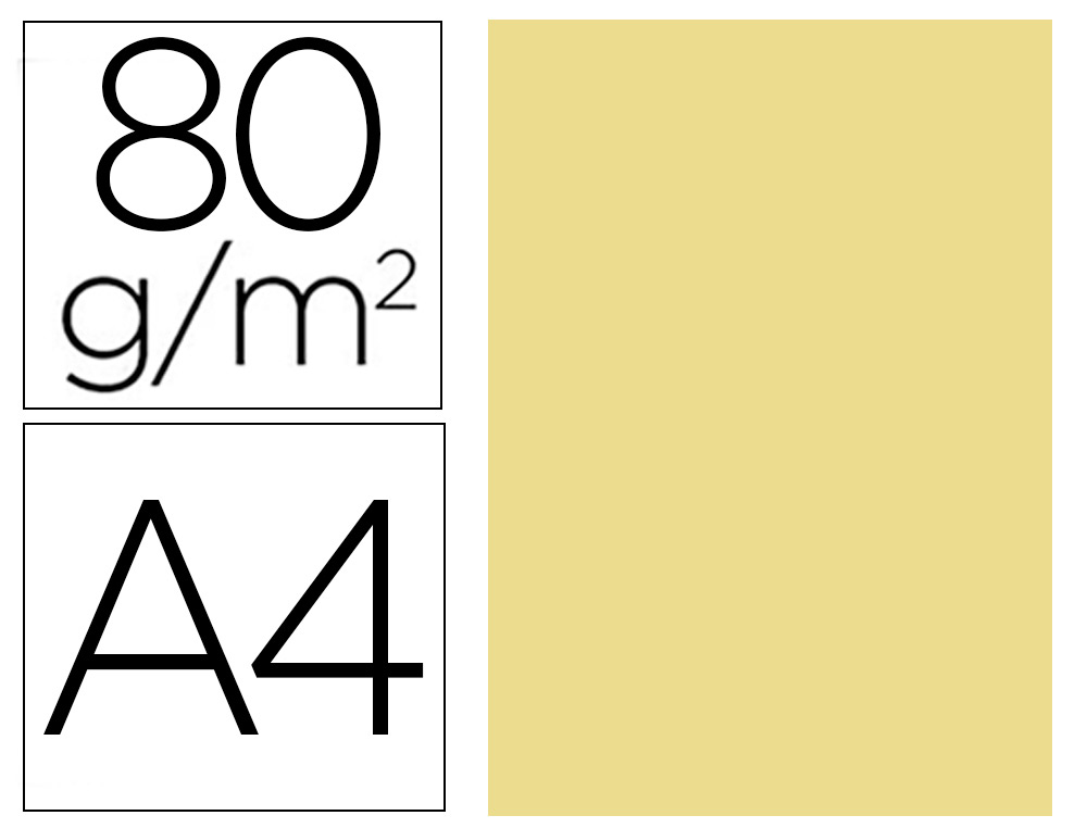 LIDERPAPEL - PAPEL COLOR A4 80G/M2 AMARILLO PAQUETE DE 100 (Ref.PC48)