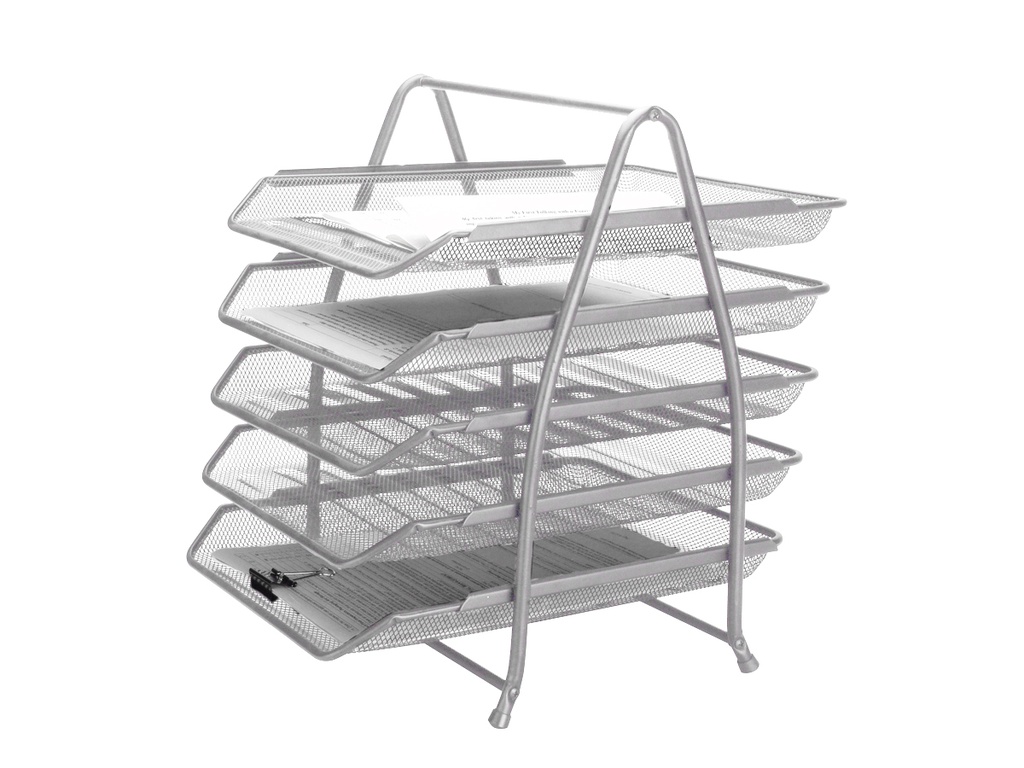 Q-CONNECT - Bandeja sobremesa metalica kf18476 rejilla plata 5 bandejas movibles 350x275x375 mm (Ref. KF18476)