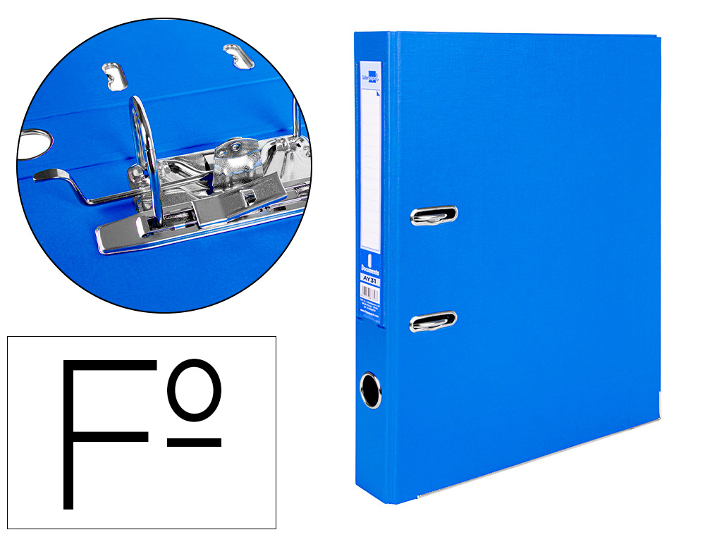 LIDERPAPEL - ARCHIVADOR DE PALANCA FOLIO DOCUMENTA FORRADO PVC CON RADO LOMO 52 MM AZUL COMPRESOR METALICO (Ref.AY31)