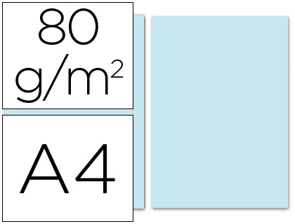 LIDERPAPEL - PAPEL COLOR A4 80G/M2 CELESTE PAQUETE DE 100 (Ref.PC59)