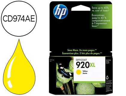 HP ( HEWLETT PACKARD ) - Cartuchos ORIGINALES Inyección De Tinta 920XL Amarillo (Ref.CD974AE#BGY)