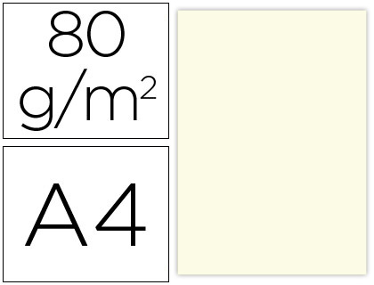 LIDERPAPEL - PAPEL COLOR A4 80G/M2 CREMA PAQUETE DE 100 (Ref.PC50)