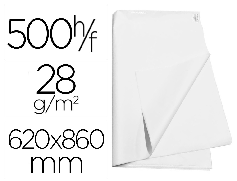 PAPEL MANILA 62X86 BLANCO -PAQUETE DE 500 HOJAS 