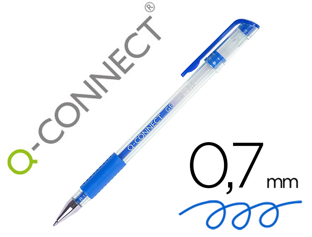 Q-CONNECT - BOLIGRAFO TINTA GEL AZUL 0.7 MM SUJECION DE CAUCHO (Ref.KF21717)