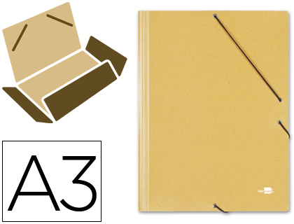LIDERPAPEL - CARPETA GOMAS A3 3 SOLAPAS Cartón PRESPAN AMARILLA (Ref.CG20)