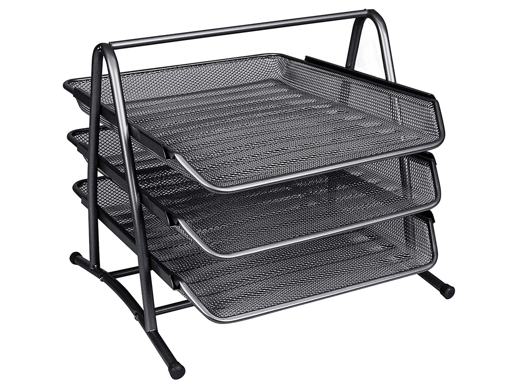 Q-CONNECT - Bandeja de Sobremesa METALICA REJILLA NEGRA 3 BANDEJAS MOVIBLES 350X278X275 MM (Ref.KF00823)