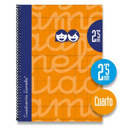 LAMELA - Cuaderno espiral 4º Naranja 80 h cuadrícula 2,5 (Ref.7CTE002N)