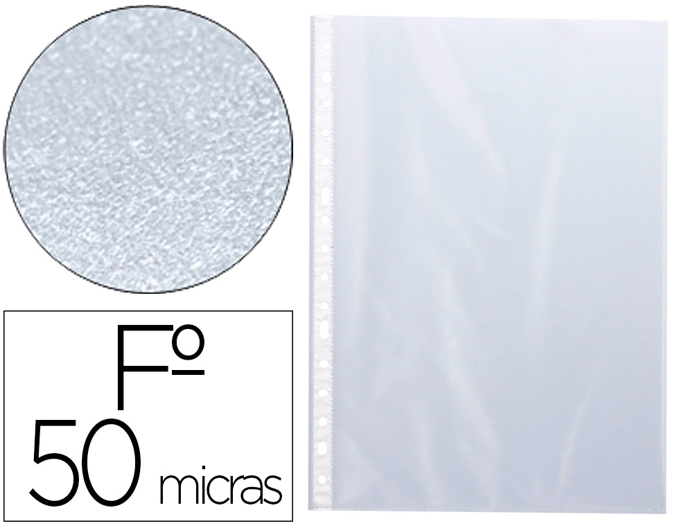 Q-CONNECT - FUNDA MULTITALADRO FOLIO 50 MC PIEL DE NARANJA CAJA DE 100 UNIDADES (Ref.KF02447)