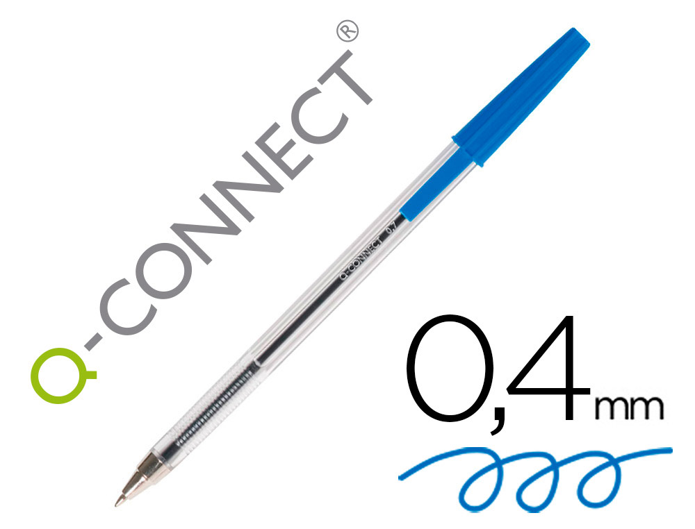 Q-CONNECT - BOLIGRAFO TRANSPARENTE AZUL MEDIO (Ref.KF26039)