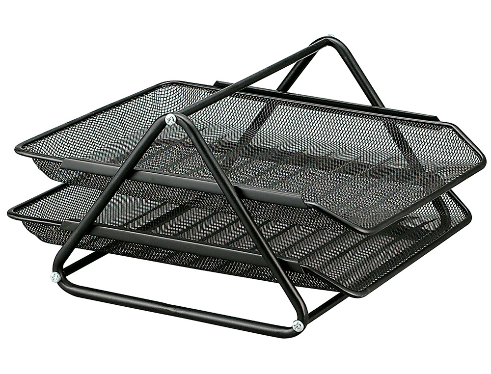 Q-CONNECT - Bandeja de Sobremesa METALICA REJILLA GXA100 NEGRA2 BANDEJAS MOVIBLES -300X185X350 MM (Ref.KF00860)