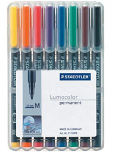 STAEDTLER - Estuche 8 ROTULADORES PERMANENTES RETROPROYECCION PUNTA MEDIA 1 MM 317 WP8 (Ref.317WP8)