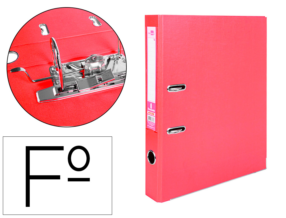 LIDERPAPEL - ARCHIVADOR DE PALANCA FOLIO DOCUMENTA FORRADO PVC CON RADO LOMO 52 MM ROJO COMPRESOR METALICO (Ref.AY36)