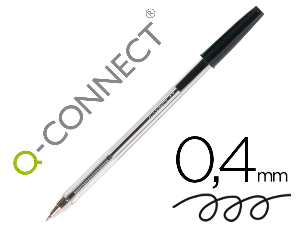 Q-CONNECT - BOLIGRAFO TRANSPARENTE NEGRO MEDIO (Ref.KF26040)