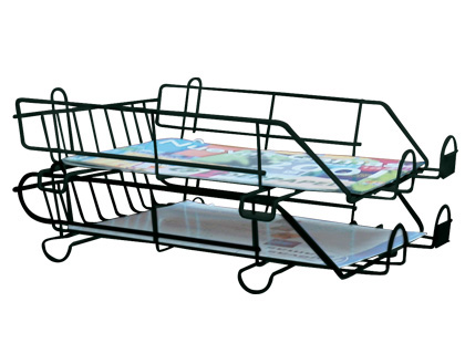 Bandejas sobremesa 275X370X90 Negra Metalica cromada Apilable (Ref.U219N)