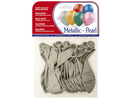 GLOBOS METALIZADOS PLATA BOLSA DE 15 UNIDADES (Ref.20025)