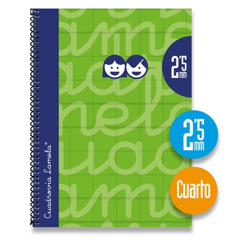 LAMELA - Cuaderno espiral 4º Verde 80 h cuadrícula 2,5 (Ref.7CTE002V)