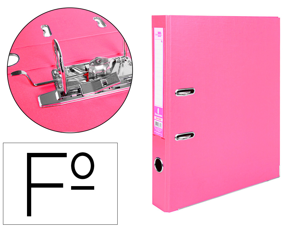 LIDERPAPEL - ARCHIVADOR DE PALANCA FOLIO DOCUMENTA FORRADO PVC CON RADO LOMO 52 MM ROSA COMPRESOR METALICO (Ref.AY40)