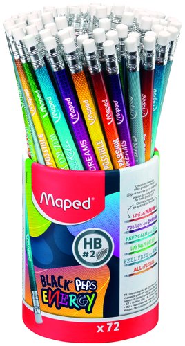 MAPED - LAPIZ de GRAFITO BLACK"PEPS ENERGY - HB BOTE DE 72 (Ref.852002)