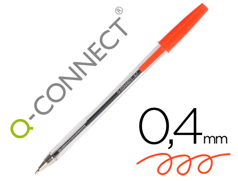 Q-CONNECT - BOLIGRAFO TRANSPARENTE ROJO MEDIO (Ref.KF26041)
