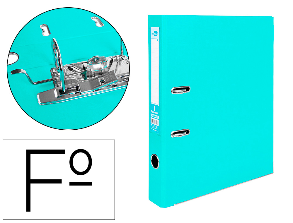 LIDERPAPEL - ARCHIVADOR DE PALANCA FOLIO DOCUMENTA FORRADO PVC CON RADO LOMO 52 MM VERDE CLARO COMPRESOR (Ref.AY41)
