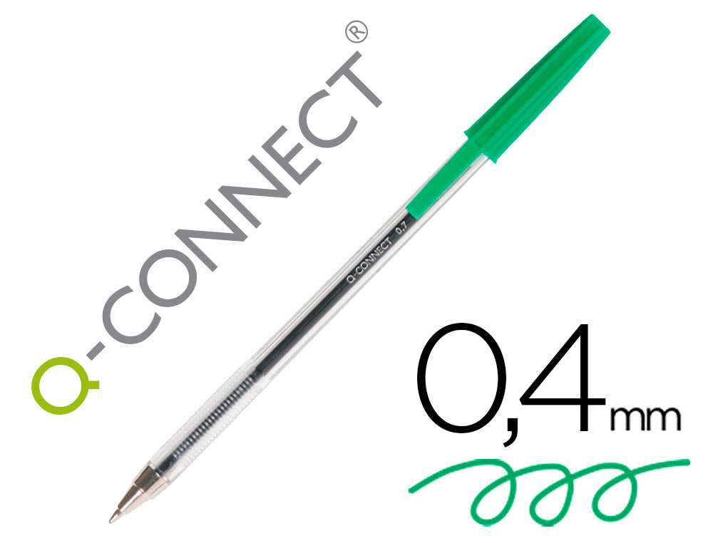 Q-CONNECT - BOLIGRAFO TRANSPARENTE VERDE MEDIO (Ref.KF01043)
