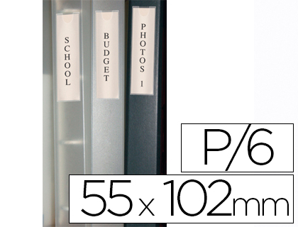 Q-CONNECT - FUNDA AUTOADHESIVA PARA LOMO DE CARPETA 55X102MMPACK DE 6 UNIDADES (Ref.KF27045)