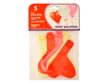 GLOBOS CON FORMA CORAZON BOLSAS DE 5 (Ref.20073)