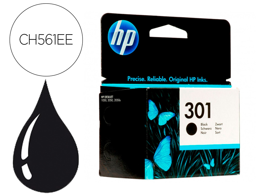 HP ( HEWLETT PACKARD ) - Cartuchos ORIGINALES Inyección De Tinta 301 Negro (Ref.CH561EE#ABE)