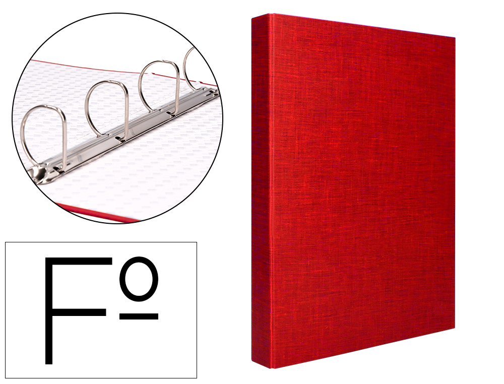 LIDERPAPEL - CARPETA DE 4 ANILLAS 40MM MIXTAS FOLIO Cartón FORRADO PAPER COAT ROJA (Ref.CH13)