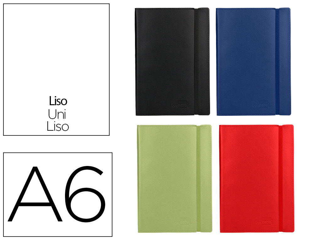 LIDERPAPEL - LIBRETA SIMIL PIEL A6 120 HOJAS 70G/M2 LISO COLORES SURTIDOS (Ref.LB51)