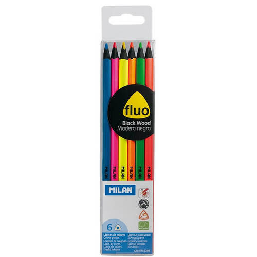 MILAN - LAPICES FLUOR MADERA NEGRA Estuche de 6 (Ref.752306)