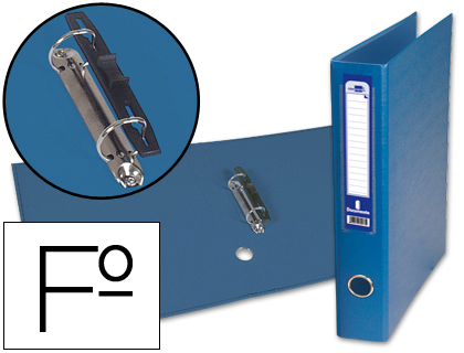 LIDERPAPEL - CARPETA DE 2 ANILLAS 40MM MIXTAS FOLIO Cartón FORRADO PAPER COAT COMPRESOR PLASTICO AZUL (Ref.AY12)