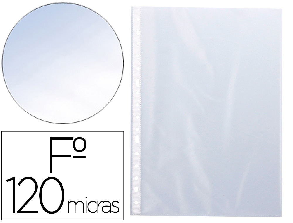 Q-CONNECT - FUNDA MULTITALADROS FOLIO 120 MC CRISTAL BOLSA DE 10 UNIDADES (Ref.KF18478)