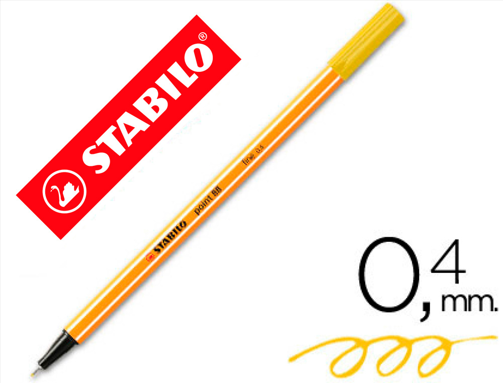 STABILO - Rotulador Punta de Fibra Point 88 Amarillo Trazo 0,4 mm (Ref.88/44)