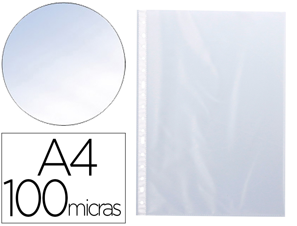 Q-CONNECT - FUNDA MULTITALADRO DIN A4 100 MC CRISTAL BOLSA DE 10 UNIDADES (Ref.KF16906)
