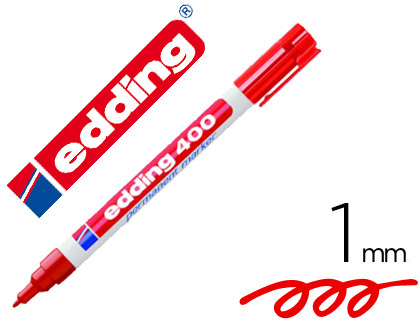 EDDING - 400 MARCADOR PERMANENTE BOLSILLO PUNTA REDONDA TRAZO 1 MM ROJO (Ref.400-02)