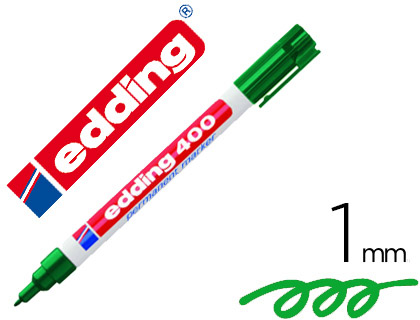 EDDING - 400 MARCADOR PERMANENTE BOLSILLO PUNTA REDONDA TRAZO 1 MM VERDE (Ref.400-04)