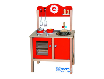 ANDREUTOYS - Juego cocina madera con complementos 53,5x29,5x83 cm (Ref. 16314)