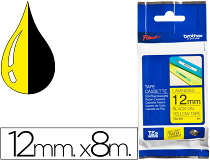 BROTHER - Cinta Rotuladora TZ-631 8m 12mm Negro/Amarillo (Ref.TZe631)