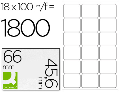 Q-CONNECT - ETIQUETA ADHESIVA TAMAÑO 66X45,6 MM FOTOCOPIADORA LASER INK-JET CAJA CON 100 HOJAS DIN A4 (Ref.KF01583)