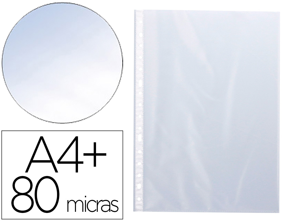 Q-CONNECT - FUNDA MULTITALADRO A4+ 80 MC CRISTAL BOLSA DE 10 UNIDADES (Ref.KF16913)