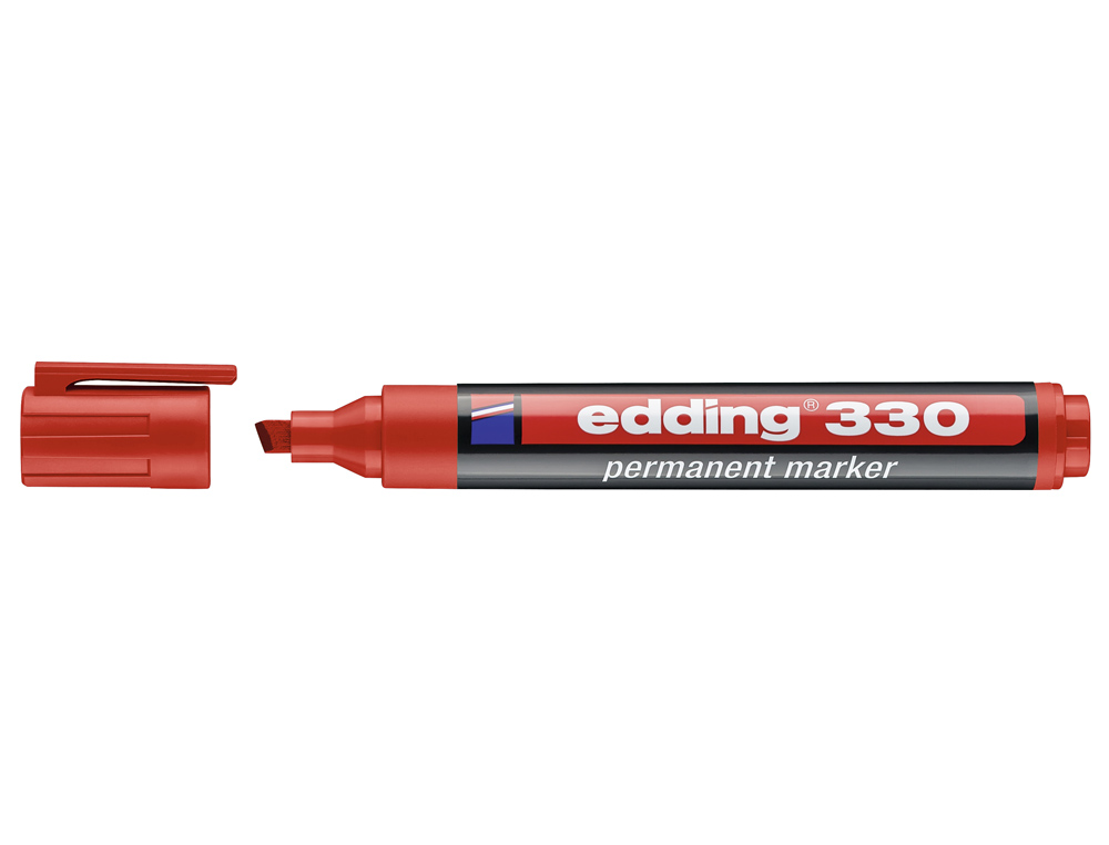 EDDING - Marcador permanente recargable 330 Trazo 1 - 5 mm Punta biselada Rojo (Ref.330-02)