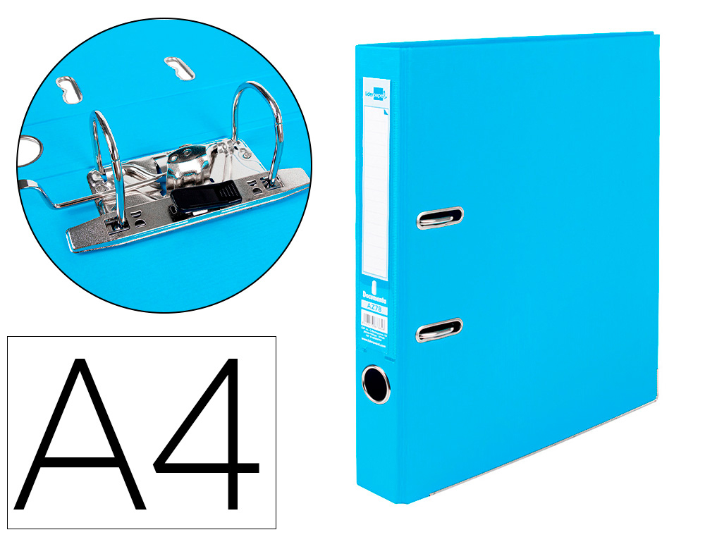 LIDERPAPEL - ARCHIVADOR DE PALANCA A4 DOCUMENTA FORRADO PVC CON RADO LOMO 52 MM CELESTE COMPRESOR METALICO (Ref.AZ78)