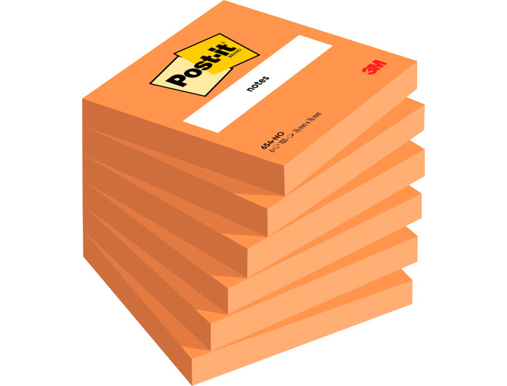 POST-IT - Notas adhesivas 100h Naranja neon 76x76mm (Ref.FT510061946)